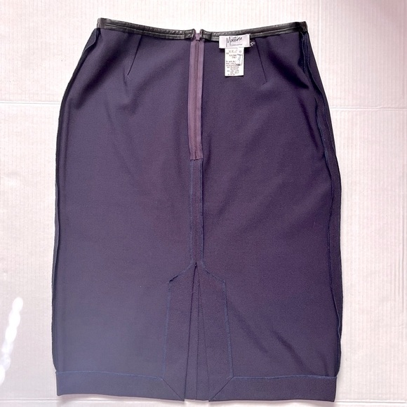 VTG Claude Montana Purple Pencil Skirt SZ 42/M Faux Leather Trim Classic Retro - Picture 9 of 10